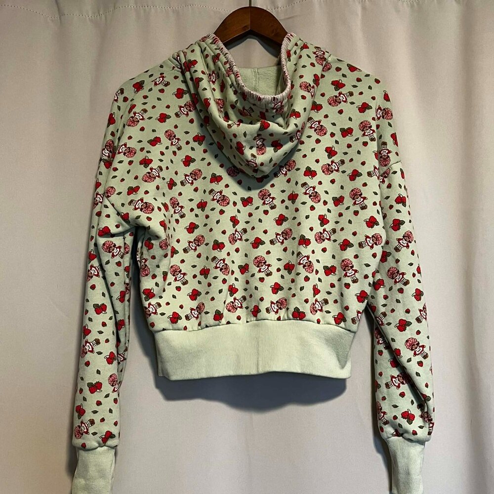 Strawberry Shortcake Cropped Full Zip Hoodie Light Green Size M - Picture 12 of 13